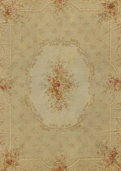 Antique French Aubusson Carpet with Romantic Motifs and Delicate Color Palette. Antique Large French Aubusson Carpet with Romantic Motifs and Delicate Color Palette. This elegant antique Aubusson carpet is a resplendent example of the lush architect... - Keivan Woven Arts16 - 1107 - 8706Rug