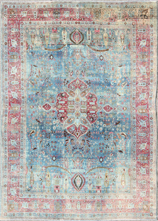 Early 20th Century Blue Background Antique Persian Khorassan Rug with Medallion, rug 16 - 1109, country of origin / type: Iran / Khorassan, circa 1920 This spectacular antique Persian Khorasan rug (circa 1920) from early 20th century Iran bears a ... - Keivan Woven Arts16 - 1109 - 8617