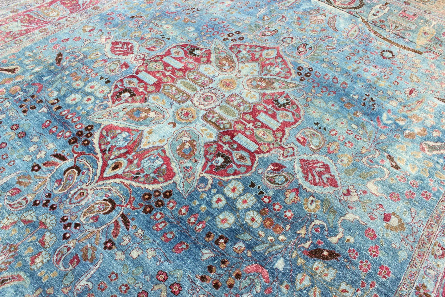 Early 20th Century Blue Background Antique Persian Khorassan Rug with Medallion, rug 16 - 1109, country of origin / type: Iran / Khorassan, circa 1920 This spectacular antique Persian Khorasan rug (circa 1920) from early 20th century Iran bears a ... - Keivan Woven Arts16 - 1109 - 8617Rug