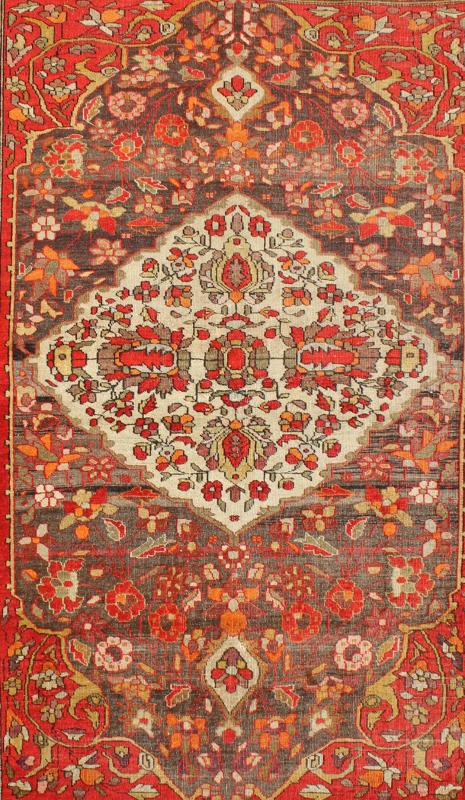 Sarouk Farahan Rug with Florals and Vine Scrolls in Red, Ivory, Taupe and Orange Sarouk Farahan with Florals and Vine Scrolls in Red rug/16 - 1112, origin/iran kwarugs This outstanding antique Farahan Sarouk carpet is primarily character... - Keivan Woven Arts16 - 1112 - 8429Rug