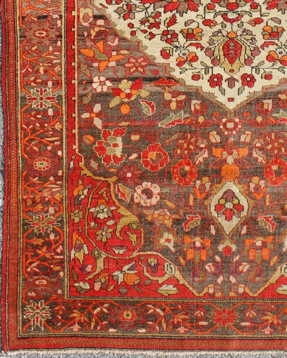 Sarouk Farahan Rug with Florals and Vine Scrolls in Red, Ivory, Taupe and Orange Sarouk Farahan with Florals and Vine Scrolls in Red rug/16 - 1112, origin/iran kwarugs This outstanding antique Farahan Sarouk carpet is primarily character... - Keivan Woven Arts16 - 1112 - 8429Rug