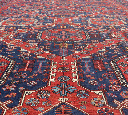 Large Caucasian Sumack Carpet with Geometric Pattern, rug 16 - 1204, This magnificent antique Caucasian Sumak rug features an all - over pattern that lends itself well to the detailed weft - wrapped weaving technique known as Soumak. All - over medallions, ... - Keivan Woven Arts16 - 1204 - 8115Rug