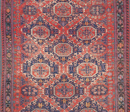 Large Caucasian Sumack Carpet with Geometric Pattern, rug 16 - 1204, This magnificent antique Caucasian Sumak rug features an all - over pattern that lends itself well to the detailed weft - wrapped weaving technique known as Soumak. All - over medallions, ... - Keivan Woven Arts16 - 1204 - 8115Rug