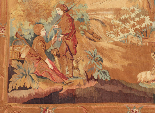 19th Century Antique French Verdure Tapestry with a Countryside Scene. 19th Century Antique French Verdure Tapestry with a Countryside Scene. Rug 16 - 1206, This enchanting antique verdure tapestry beautifully illustrates a Countryside Scene with... - Keivan Woven Arts16 - 1206 - 8135Rug