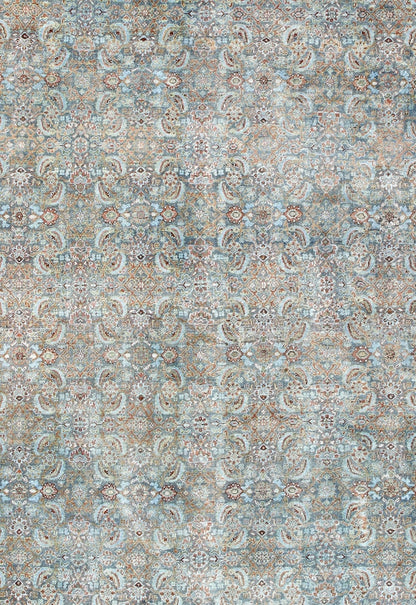 Antique Persian Sultanabad rug with all - over design in light blue and burnt orange, rug 17 - 0104, country of origin / type: Iran / Sultanabad, circa 1900 This beautiful and large antique Persian Sultanabad rug displays a gorgeous, all - over Sub - ge... - Keivan Woven Arts17 - 0104 - 8714Rug