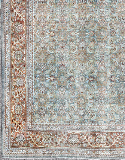 Antique Persian Sultanabad rug with all - over design in light blue and burnt orange, rug 17 - 0104, country of origin / type: Iran / Sultanabad, circa 1900 This beautiful and large antique Persian Sultanabad rug displays a gorgeous, all - over Sub - ge... - Keivan Woven Arts17 - 0104 - 8714Rug