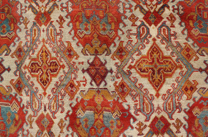 Antique Turkish Oushak Rug with Multi - Medallions in Ivory, Orange, Red & Blue Antique Turkish Oushak Rug with Multi - Medallions in Ivory, Orange, Red & Blue and gray, rug 17 - 0202, country of origin / type: Turkey / Oushak, circa 1900 Mea... - Keivan Woven Arts17 - 0202 - 8718Rug