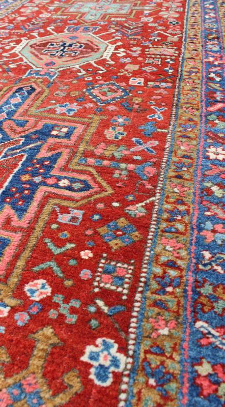 Antique Heriz Serapi Runner with Colorful Highly Stylized Geometric Design Antique Serapi Heriz Runner with Colorful Geometric Design rug/17 - 0203, origin/iran kwarugs This magnificent Heriz runner from the early 20th century bears an exqu... - Keivan Woven Arts17 - 0203 - 8433Rug