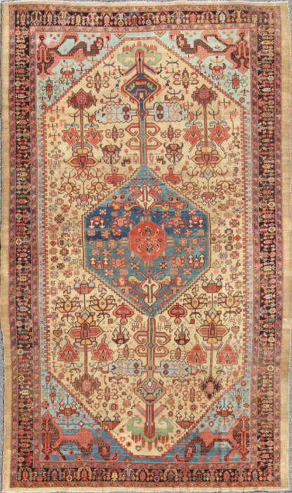 3rd Quarter 19th Century Antique Persian Bakshaish Rug with Tribal Medallion Design in gold, blue, charcoal. antique Bakhshaish Persian rug A rare 3rd quarter 19th century antique Persian Bakshaish rug with Medallion design, rug 17 - 0301, countr... - Keivan Woven Arts17 - 0301 - 8724Rug