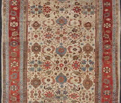 Antique Persian Sultanabad Ziegler Carpet with Rich Palmettes in Ivory Field and red border. Keivan Woven Arts / rug 17 - 0302, country of origin / type: Iran / Ziegler Sultanabad, circa 1880. Measures: 10'8 x 16'6. This exceptional antiq... - Keivan Woven Arts17 - 0302 - 8553Rug