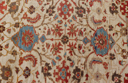 Antique Persian Sultanabad Ziegler Carpet with Rich Palmettes in Ivory Field and red border. Keivan Woven Arts / rug 17 - 0302, country of origin / type: Iran / Ziegler Sultanabad, circa 1880. Measures: 10'8 x 16'6. This exceptional antiq... - Keivan Woven Arts17 - 0302 - 8553Rug