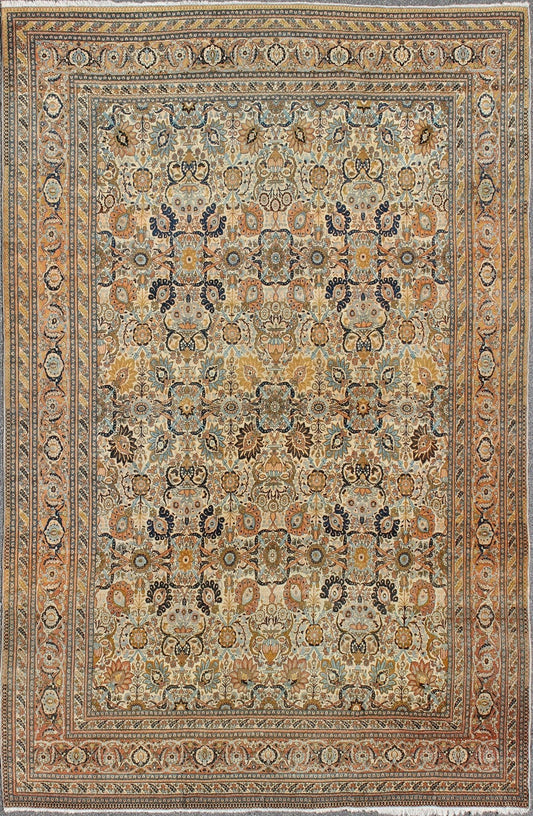 Very Fine colorful Antique Persian Tabriz Haj Jalili Rug in Ivory Background. Extremely Finely woven and an exemplary Antique Persian Tabriz Haj Jalili Rug in Ivory Background and multi colors. Amazing condition. rug 17 - 0303, country of origin ... - Keivan Woven Arts17 - 0303 - 8449