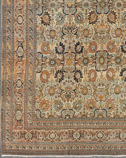 Very Fine colorful Antique Persian Tabriz Haj Jalili Rug in Ivory Background. Extremely Finely woven and an exemplary Antique Persian Tabriz Haj Jalili Rug in Ivory Background and multi colors. Amazing condition. rug 17 - 0303, country of origin ... - Keivan Woven Arts17 - 0303 - 8449Rug