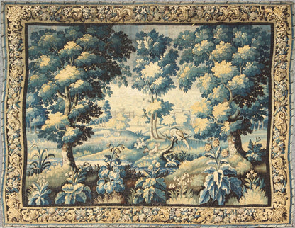 Late 17th century antique tapestry with woodland scene and floral border, rug 17 - 0401, country of origin / type: France / Adam style tapestry, circa late 17th century European Flemish tapestry. This enchanting antique Flemish tapestry (circa late 1... - Keivan Woven Arts17 - 0401 - 8627Rug