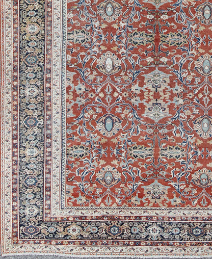 Antique Sultanabad Rug with Large Flower Design in Soft Red Field & Multi Colors. All Over Design Antique Sultanabad Rug. Keivan Woven Arts / rug /17 - 0606, country of origin / type: Iran / Sultanabad , circa 1900. Measures: 9'7 x 13'10 ... - Keivan Woven Arts17 - 0606 - 8595Rug