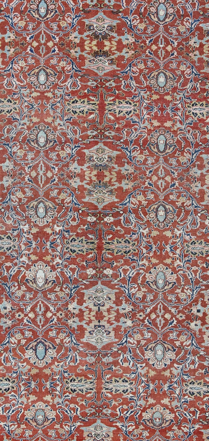 Antique Sultanabad Rug with Large Flower Design in Soft Red Field & Multi Colors. All Over Design Antique Sultanabad Rug. Keivan Woven Arts / rug /17 - 0606, country of origin / type: Iran / Sultanabad , circa 1900. Measures: 9'7 x 13'10 ... - Keivan Woven Arts17 - 0606 - 8595Rug