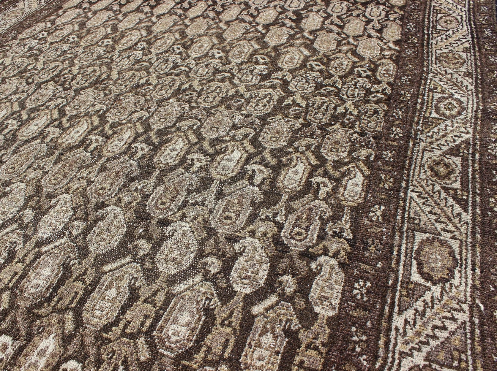 Antique Persian Seraband Rug with All - Over Tribal Design in Brown's Antique Persian Seraband rug with all - over tribal design in shades of brown, Keivan Woven Arts rug 17 - 0703, country of origin / type: Iran / Seraband, circa 1910 This an... - Keivan Woven Arts17 - 0703 - 8749Rug