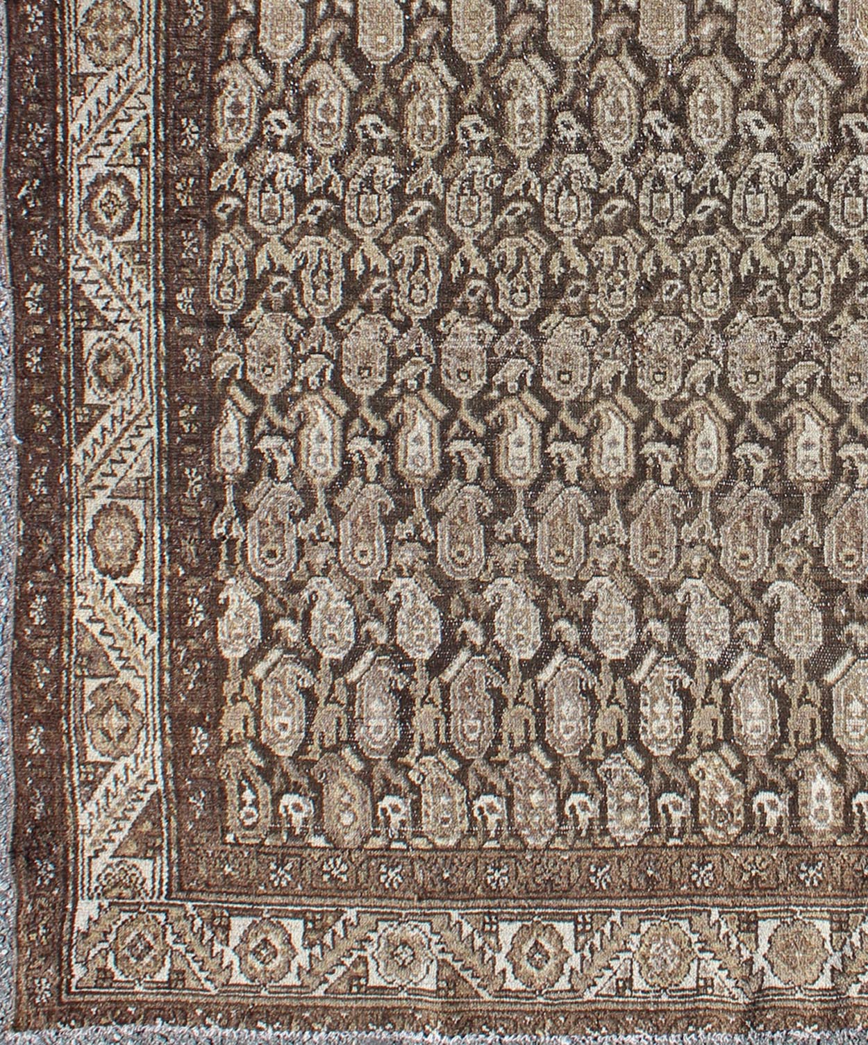 Antique Persian Seraband Rug with All - Over Tribal Design in Brown's Antique Persian Seraband rug with all - over tribal design in shades of brown, Keivan Woven Arts rug 17 - 0703, country of origin / type: Iran / Seraband, circa 1910 This an... - Keivan Woven Arts17 - 0703 - 8749Rug