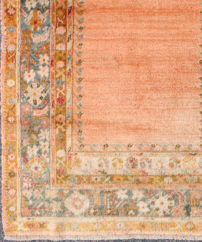 Antique Angora wool Oushak rug with empty salmon field and intricate borders, rug 17 - 0706, country of origin/type: Turkey/Oushak, circa 1900. This antique Turkish rug (circa 1900) features a relatively intricate and detailed border area and an a... - Keivan Woven Arts17 - 0706 - 8753Rug