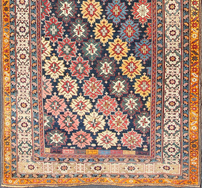 Colorful Antique Kuba Runner with Multi - Medallions and Sub - Geometric Borders, rug 17 - 0804, country of origin / type: Caucasus / Kuba, circa 1880 This colorful antique Kuba runner from the late 19th century Caucuses features an all - over pattern w... - Keivan Woven Arts17 - 0804 - 8857Rug