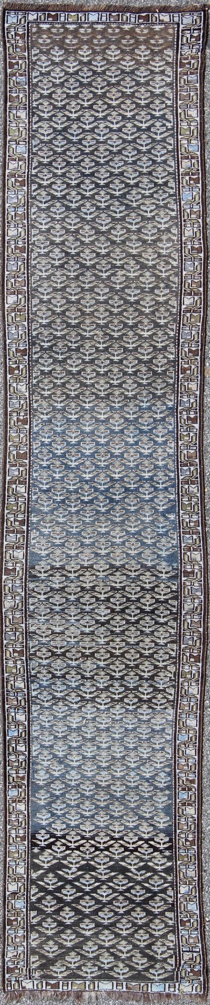 Keivan Woven Arts Antique Persian Seraband Runner with All - Over Tribal Design in Blue and Brown Antique Persian Seraband rug with all - over tribal design in shades of blue and brown, rug 17 - 0806, country of origin / type: Iran / Seraband, cir... - Keivan Woven Arts17 - 0806 - 8861Rug