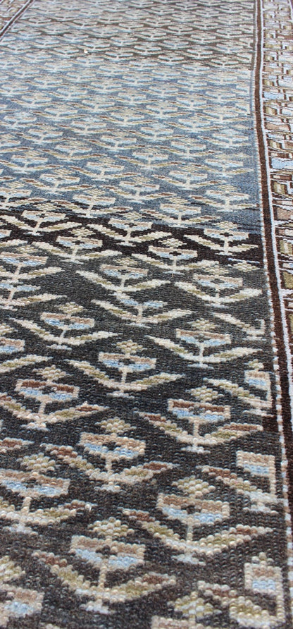 Keivan Woven Arts Antique Persian Seraband Runner with All - Over Tribal Design in Blue and Brown Antique Persian Seraband rug with all - over tribal design in shades of blue and brown, rug 17 - 0806, country of origin / type: Iran / Seraband, cir... - Keivan Woven Arts17 - 0806 - 8861Rug