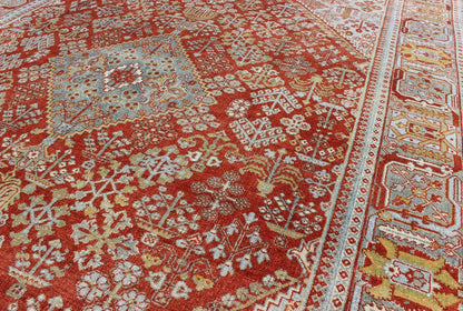 Antique Persian Joshegan Rug with Geometric Medallion Design in Rust and Ivory. Antique Persian Joshegan rug with geometric medallion design in rust/red and ivory, Keivan Woven Arts / rug 17 - 0807, country of origin / type: Iran / Joshegan, circa... - Keivan Woven Arts17 - 0807 - 9380Rug