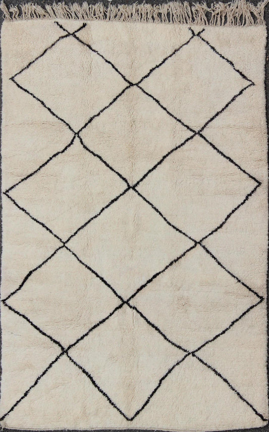 Keivan Woven Arts, Contemporary/Modern Moroccan Rug Vintage with Brown and Ivory Diamond Pattern Contemporary/Modern Moroccan rug vintage with brown and ivory diamond pattern, rug 17 - 0901, country of origin / type: Morocco / Moroccan, circa ... - Keivan Woven Arts17 - 0901 - 8865Rug