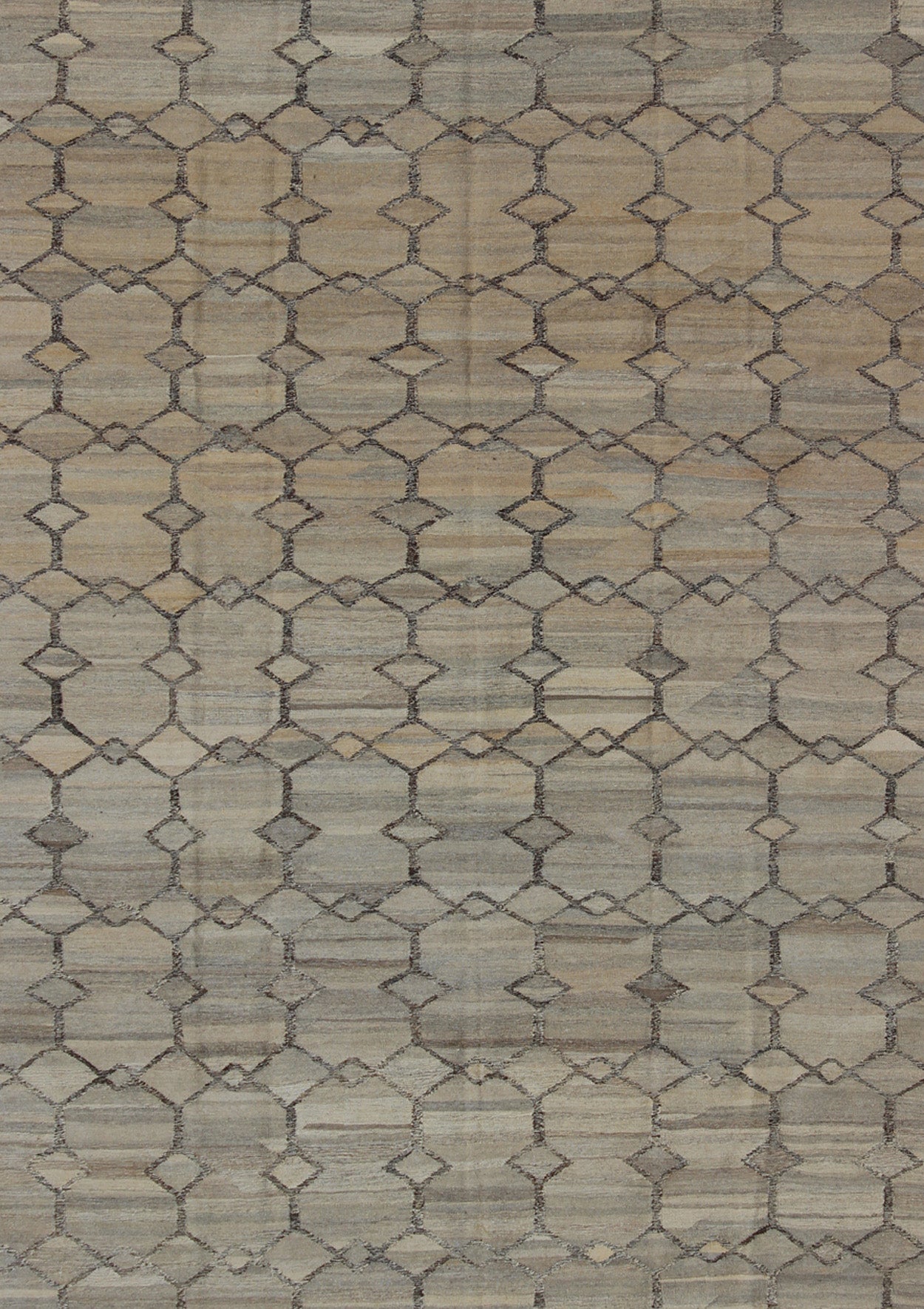 Contemporary Modern Kilim Rug in Shades of Gray, Silver, Charcoal and Gray. Rug/ 17 - 0909, Afghan Kilim Rug in charcoal, silver and gray, origin/ Afghanistan Circa / 2010 This hand - woven Afghan kilim rug features a beautiful geometric desi... - Keivan Woven Arts17 - 0909 - 8875Rug