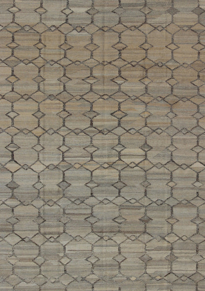 Contemporary Modern Kilim Rug in Shades of Gray, Silver, Charcoal and Gray. Rug/ 17 - 0909, Afghan Kilim Rug in charcoal, silver and gray, origin/ Afghanistan Circa / 2010 This hand - woven Afghan kilim rug features a beautiful geometric desi... - Keivan Woven Arts17 - 0909 - 8875Rug