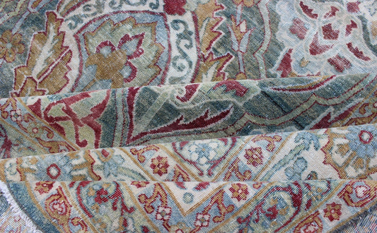 Very Large Antique Persian Distressed Lavar Kerman Rug In Large Scale Design. Very Large Antique finely woven Persian Lavar Kerman Rug In Large Scale Design. Large antique Persian Lavar Kerman distressed rug with large scale layered flowers in ... - Keivan Woven Arts17 - 1003 - 9232