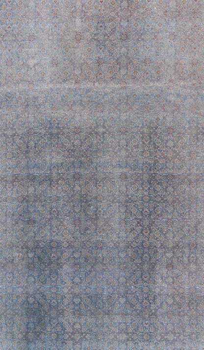 Distressed Antique Persian Tabriz Rug in Shades of Light Blue Gray, Ivory & Red. Large all - over Herati design antique distressed Persian Tabriz rug in shades of light blue Gray and soft red, Keivan Woven Arts / rug 17 - 1102, country of origin / t... - Keivan Woven Arts17 - 1102 - 9248Rug
