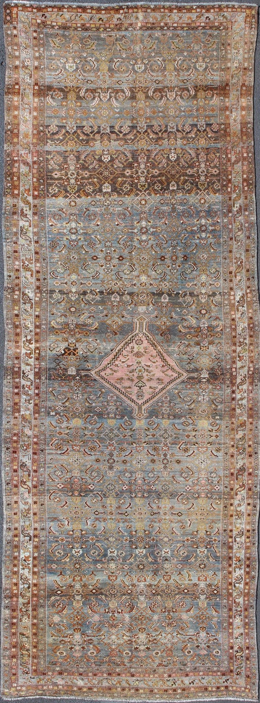 Antique Persian Hamedan runner with all - over Sub - Geometric Medallion Design, rug 17 - 1104, country of origin / type: Iran / Hamedan, circa 1910 This antique Persian Hamedan gallery rug (circa early 20th century) features a unique blend of colors ... - Keivan Woven Arts17 - 1104 - 9254Rug