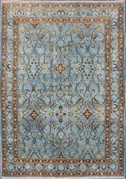 Ice blue ornate sweeping floral patternKhorassan Vintage Persian rug, rug 17 - 1105 , country of origin / type: Iran / Khorassan, circa 1920 This spectacular vintage Persian Khorasan carpet from mid - 20th century Iran bears a magnificent splendor i... - Keivan Woven Arts17 - 1105 - 8992Rug