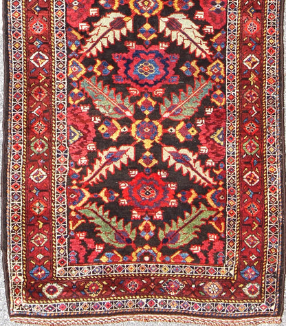 Colorful Jewel - Toned Antique Caucasian Karabagh Runner with Tribal Design. Keivan Woven Arts / rug 18 - 0405, country of origin / type: Caucasus / Karabagh, circa 1900. Measures: 3'10 x 12'10. The design of this antique Karabagh runner (circa early... - Keivan Woven Arts18 - 0405 - 9557Rug