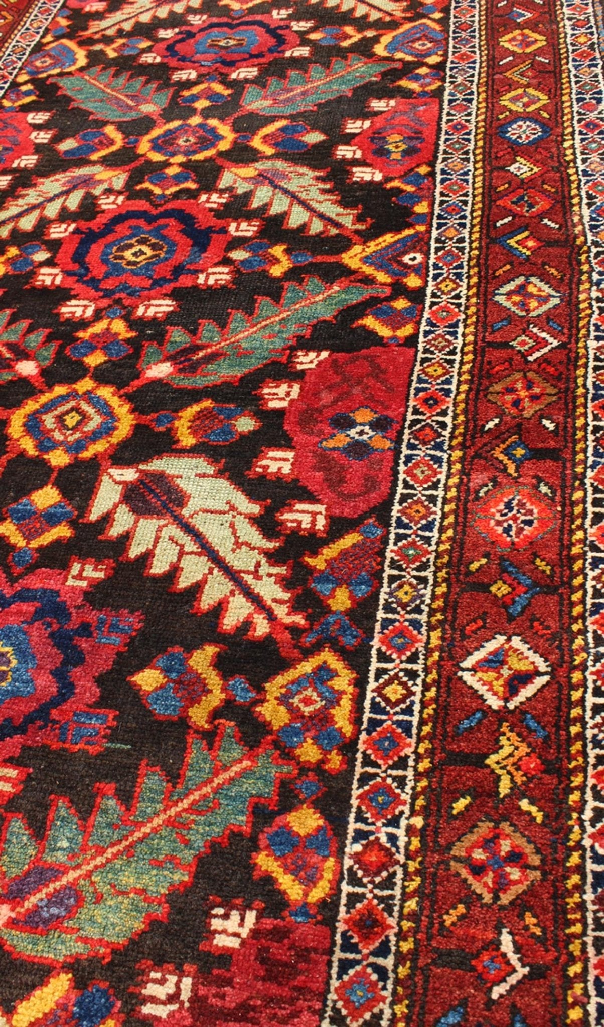 Colorful Jewel - Toned Antique Caucasian Karabagh Runner with Tribal Design. Keivan Woven Arts / rug 18 - 0405, country of origin / type: Caucasus / Karabagh, circa 1900. Measures: 3'10 x 12'10. The design of this antique Karabagh runner (circa early... - Keivan Woven Arts18 - 0405 - 9557Rug