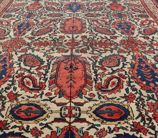 Antique Persian Fine Mission Malayer Rug in Ivory, Red, Blue, Brown Paisley design antique Persian Malayer rug in ivory, red, blue, brown, rug 18 - 0407, country of origin / type: Iran / Malayer, circa 1900. Senneh rug, fine Malayer, Mission Mal... - Keivan Woven Arts18 - 0407 - 9358Rug