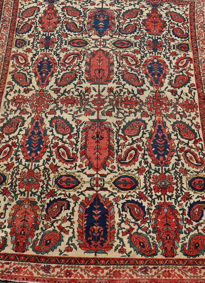 Antique Persian Fine Mission Malayer Rug in Ivory, Red, Blue, Brown Paisley design antique Persian Malayer rug in ivory, red, blue, brown, rug 18 - 0407, country of origin / type: Iran / Malayer, circa 1900. Senneh rug, fine Malayer, Mission Mal... - Keivan Woven Arts18 - 0407 - 9358Rug
