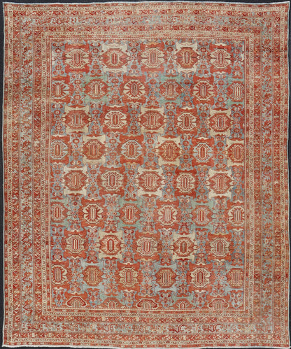 Large scale antique Persian Hamedan rug with colorful blossom design, rug 18 - 0503, Keivan Woven Arts /country of origin / type: Iran / Hamadan, circa 1890s. This beautiful antique late 19th century Persian Hamedan carpet features an all - over des... - Keivan Woven Arts18 - 0503 - 9982Rug