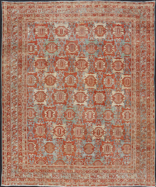 Large scale antique Persian Hamedan rug with colorful blossom design, rug 18 - 0503, Keivan Woven Arts /country of origin / type: Iran / Hamadan, circa 1890s. This beautiful antique late 19th century Persian Hamedan carpet features an all - over des... - Keivan Woven Arts18 - 0503 - 9982Rug
