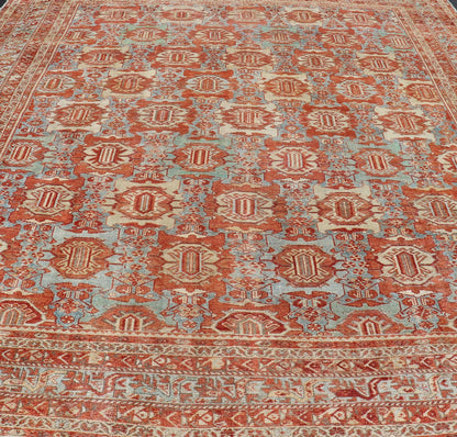 Large scale antique Persian Hamedan rug with colorful blossom design, rug 18 - 0503, Keivan Woven Arts /country of origin / type: Iran / Hamadan, circa 1890s. This beautiful antique late 19th century Persian Hamedan carpet features an all - over des... - Keivan Woven Arts18 - 0503 - 9982Rug