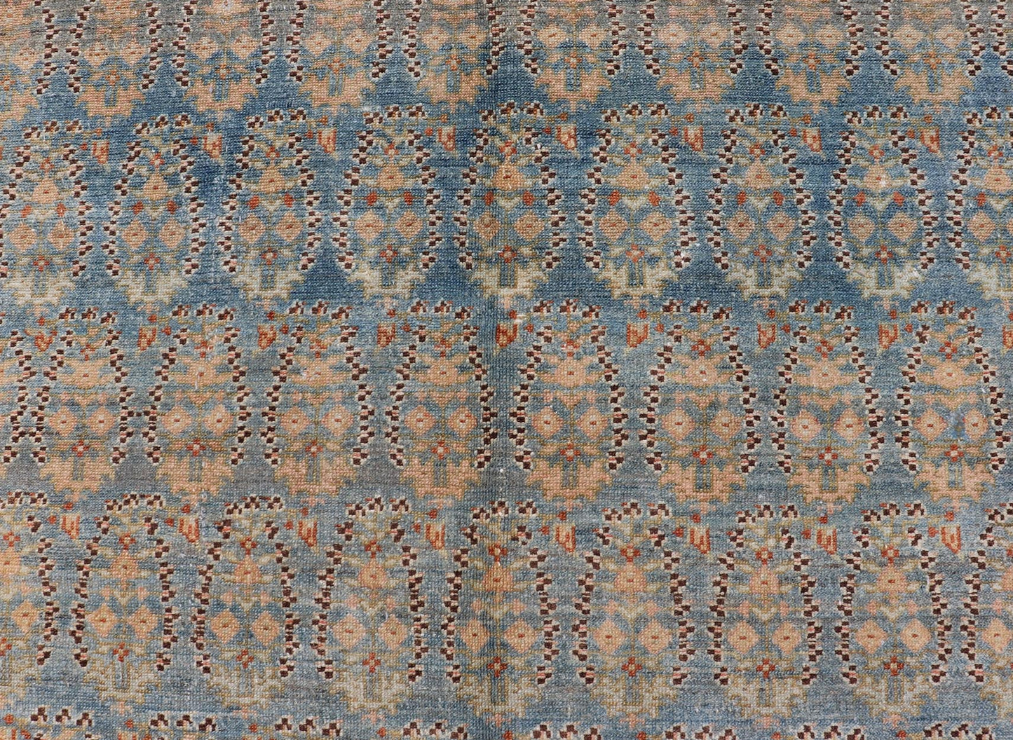 Antique Persian Malayer Gallery Rug with Paisley Design in Light Blue Background. Persian Antique Malayer Gallery Rug with Floral Geometric Design, rug 19 - 0206, country of origin / type: Iran / Malayer, circa 1900. Measures: 6'1 x 14'6 This antiq... - Keivan Woven Arts19 - 0206 - 11128Rug