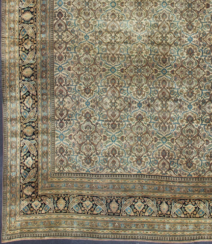 Large Antique Persian Khorassan with All - Over Botanical Design.Sub geometric design Khorassan antique rug from Persia in natural color Palette, rug 19 - 0213, country of origin / type: Iran / Khorassan, circa 1900 This spectacular antique Persian ... - Keivan Woven Arts19 - 0213 - 11159Rug
