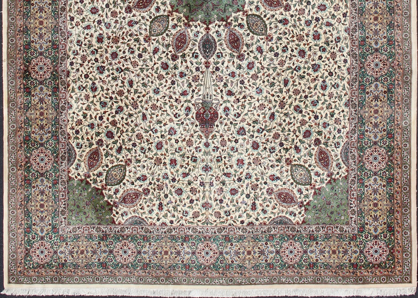 Refined Vintage Persian Fine Tabriz Rug with Floral Medallion Design Ornate and refined vintage Persian fine Tabriz rug with medallion design Colorful Tabriz vintage rug from Persia with elegant medallion floral design, rug 19 - 0215, country o... - Keivan Woven Arts19 - 0215 - 11167Rug