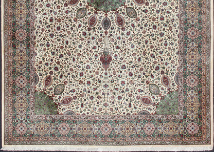 Refined Vintage Persian Fine Tabriz Rug with Floral Medallion Design Ornate and refined vintage Persian fine Tabriz rug with medallion design Colorful Tabriz vintage rug from Persia with elegant medallion floral design, rug 19 - 0215, country o... - Keivan Woven Arts19 - 0215 - 11167Rug