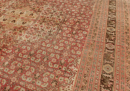 Tabriz antique rug from Persia with all - over design and medallion in multi - colors. Keivan Woven Arts / rug / 19 - 0216, country of origin / type: Iran / Tabriz, circa 1900. Antique Persian Tabriz rug with medallion design in coral, cream and brown tones.... - Keivan Woven Arts19 - 0216 - 11171Rug