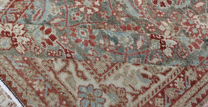 Squared Shape Antique Persian Fine Hamadan Rug with All Over Geometric Design Antique Persian Hamadan rug with colorful geometric design in gray, green and red, rug 19 - 0307, country of origin / type: Iran / Hamadan, circa 1910. This antiq... - Keivan Woven Arts19 - 0307 - 11273Rug