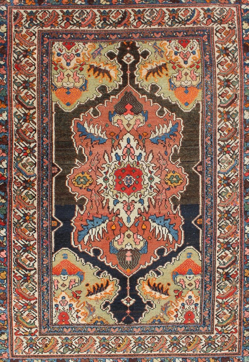 Antique Malayer rug from Persia with medallion and decorated cornices, rug 19 - 0403, country of origin / type: Iran / Malayer, circa 1910 This beautiful antique Malayer rug from Persia features a unique medallion design, the central field is fram... - Keivan Woven Arts19 - 0403 - 2724Rug