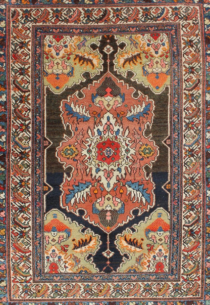 Antique Malayer rug from Persia with medallion and decorated cornices, rug 19 - 0403, country of origin / type: Iran / Malayer, circa 1910 This beautiful antique Malayer rug from Persia features a unique medallion design, the central field is fram... - Keivan Woven Arts19 - 0403 - 2724Rug