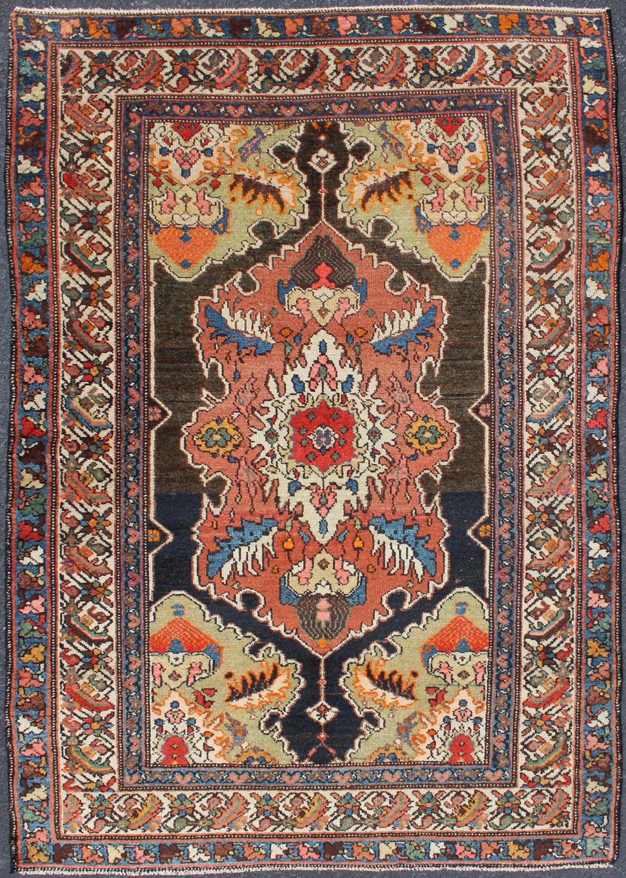 Antique Malayer rug from Persia with medallion and decorated cornices, rug 19 - 0403, country of origin / type: Iran / Malayer, circa 1910 This beautiful antique Malayer rug from Persia features a unique medallion design, the central field is fram... - Keivan Woven Arts19 - 0403 - 2724Rug